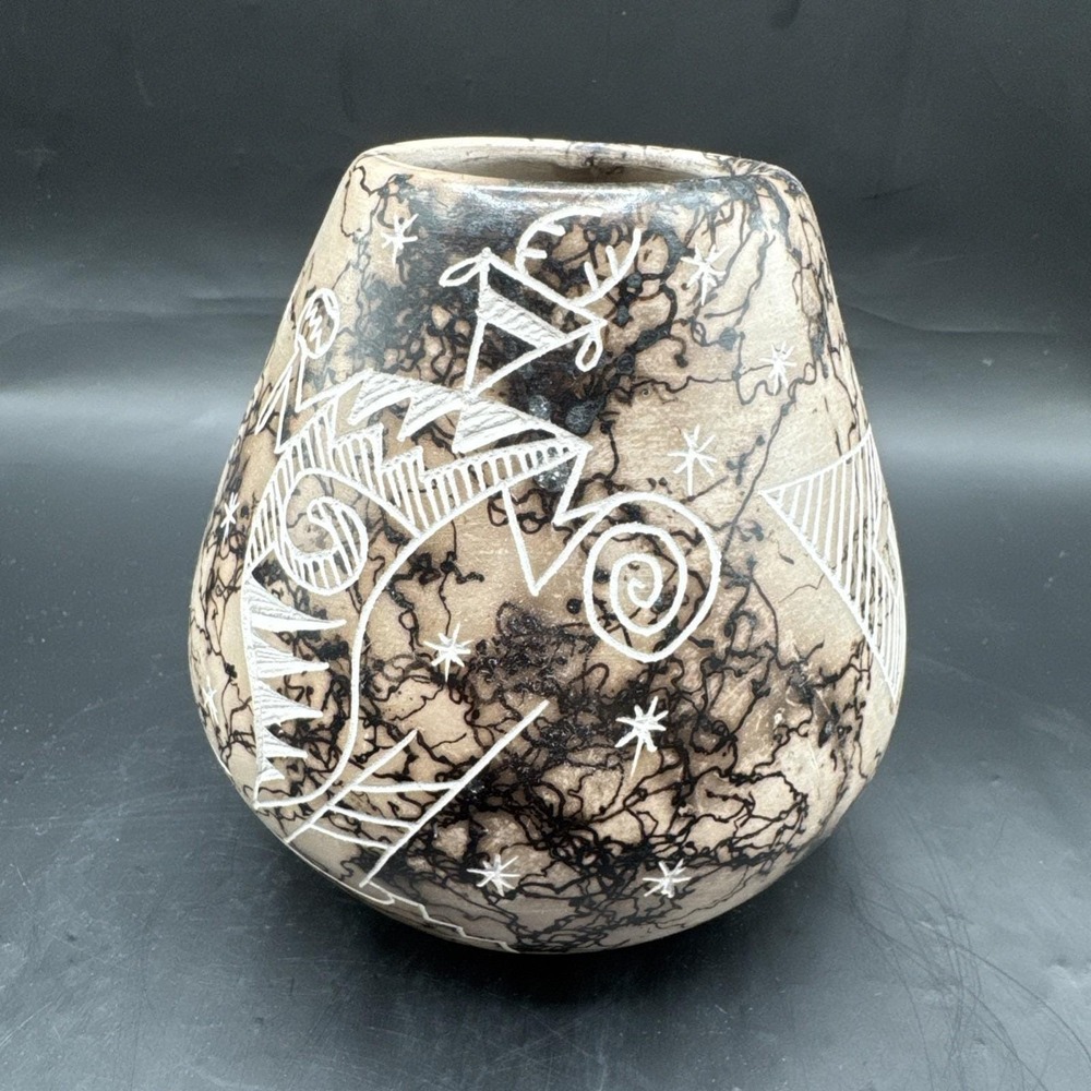 2 Signed Gary Yellow Corn Acoma Pueblo Horsehair‎ Pottery Native American Turtle - Picture 8 of 14